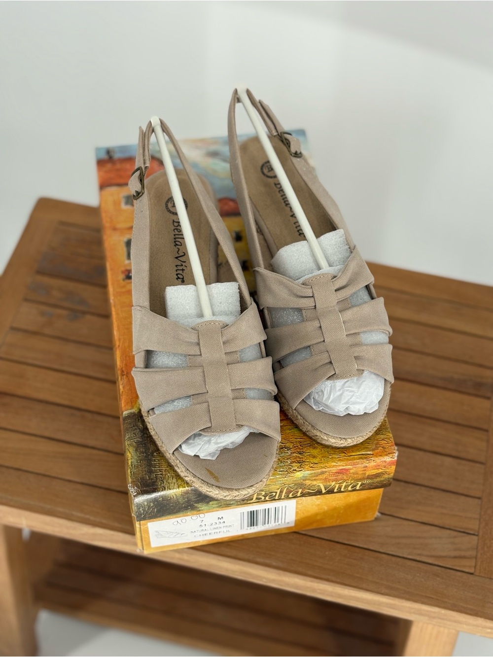 New Bella Vita Taupe Strappy Slingback Espadrille Wedges size 7 M